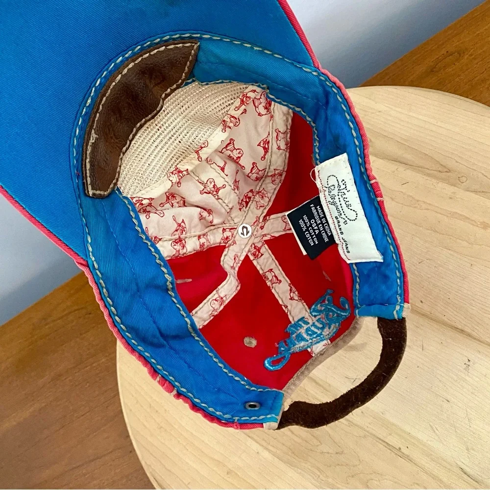True Religion VTG The Buddha Red and Leather Distressed Hat Y2K Red Blue RARE‎